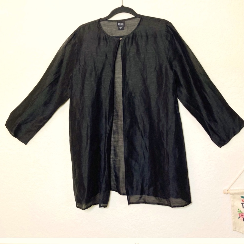 EILEEN FISHER Jacket Blazer Cardigan Linen Silk